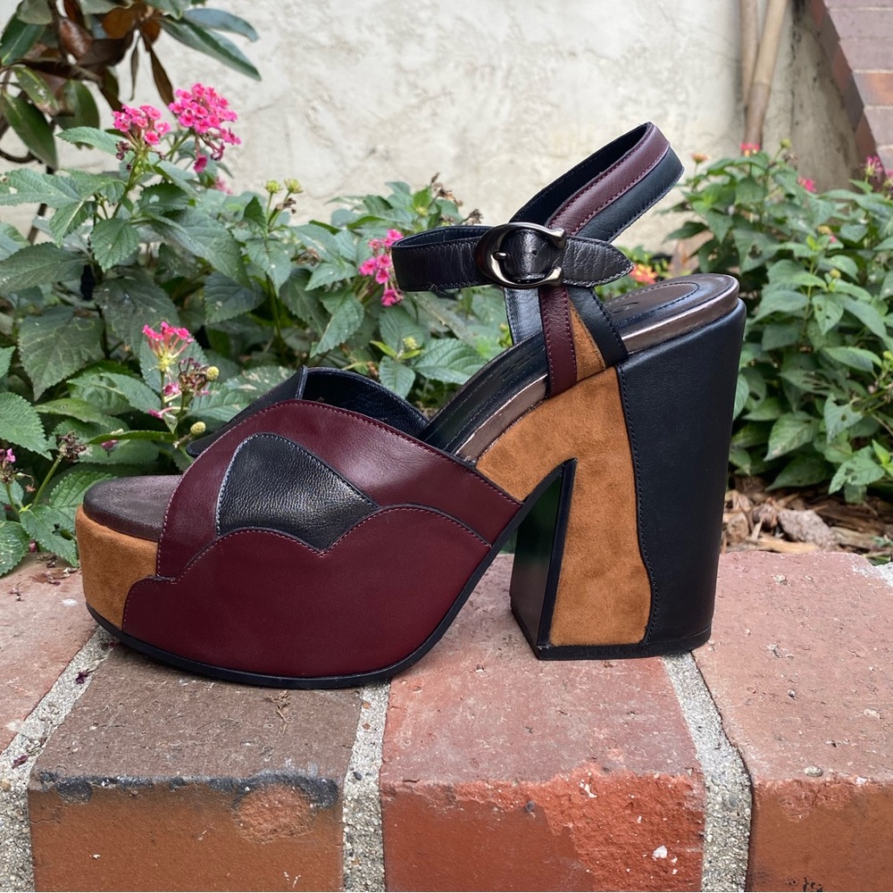 Coach Platform Sandal MXM - 70s style - Mahogany Biscotti Black color block - Picture 9 of 16